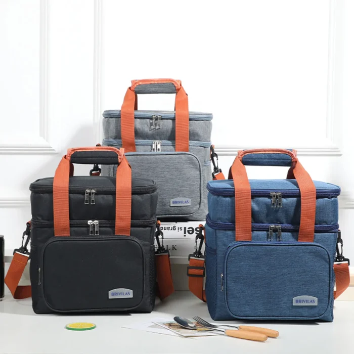 1PC Double Layer Lunch Bag Large Capacity Thermal Insulation Lunch Bags - Image 1