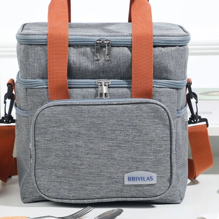 1PC Double Layer Lunch Bag Large Capacity Thermal Insulation Lunch Bags - Image 4